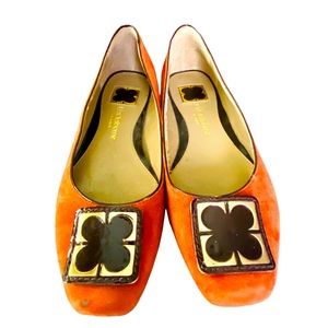 NWT Liz Claiborne Rust/Brown/Gold Suede Flats Sz8